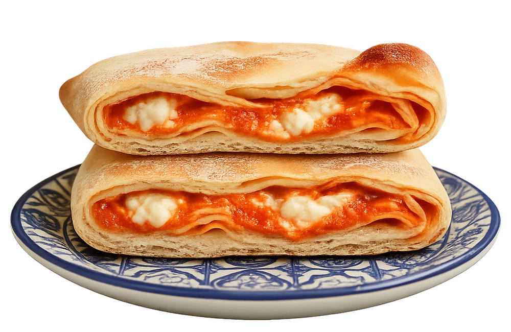 Focaccia ragusana con ricotta e crema di peperoni